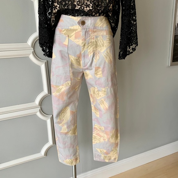 Isabel Marant Etoile Raluni High Rise Cropped Pants in Chalk Size Medium - Picture 2 of 12